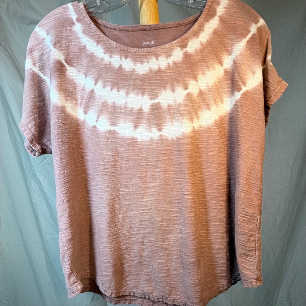 J. Jill Short Sleeve Tie-Dye Tee - Desert Pink and White